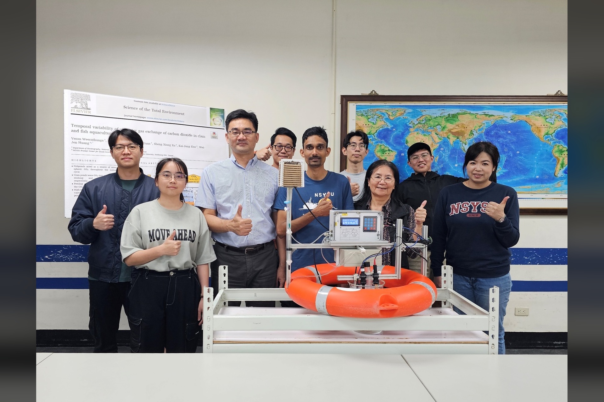 Do aquaculture ponds absorb or emit carbon? NSYSU developed Taiwan’s first original carbon emission measuring instrument